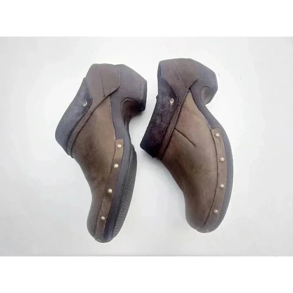 Merrell Womens Luxe Wrap Clog Mule Shoes Brown Black Leather Slip On Studded 9 - Picture 7 of 9